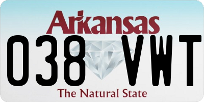AR license plate 038VWT