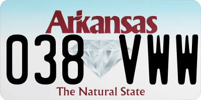 AR license plate 038VWW
