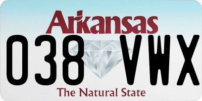 AR license plate 038VWX