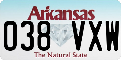 AR license plate 038VXW