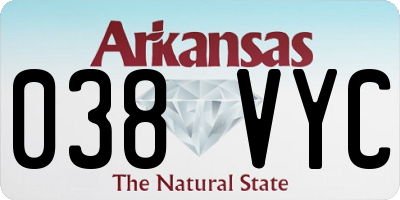 AR license plate 038VYC