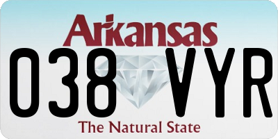 AR license plate 038VYR