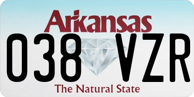 AR license plate 038VZR