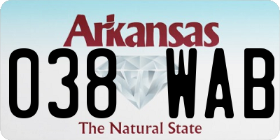 AR license plate 038WAB