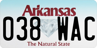 AR license plate 038WAC
