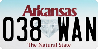 AR license plate 038WAN