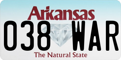 AR license plate 038WAR