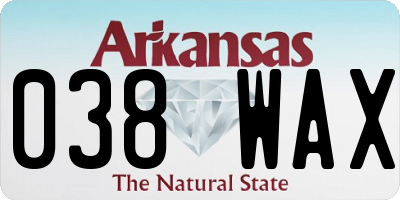AR license plate 038WAX