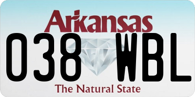 AR license plate 038WBL