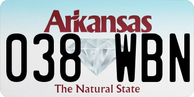 AR license plate 038WBN