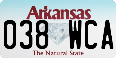 AR license plate 038WCA