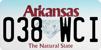 AR license plate 038WCI