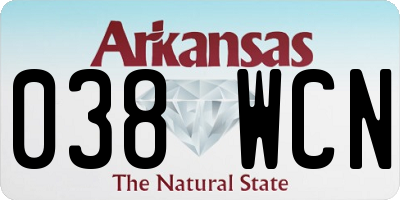 AR license plate 038WCN