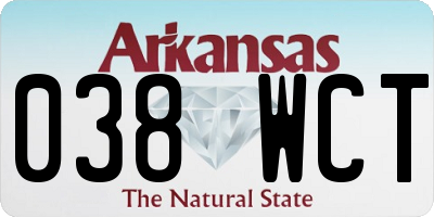 AR license plate 038WCT