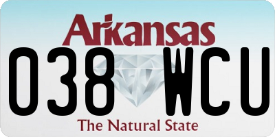 AR license plate 038WCU