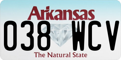AR license plate 038WCV