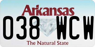 AR license plate 038WCW