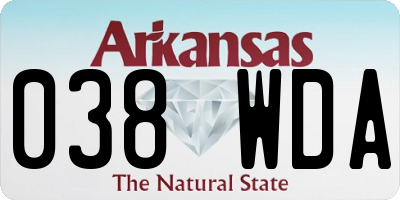 AR license plate 038WDA