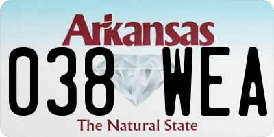 AR license plate 038WEA