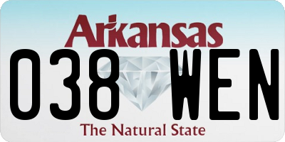 AR license plate 038WEN