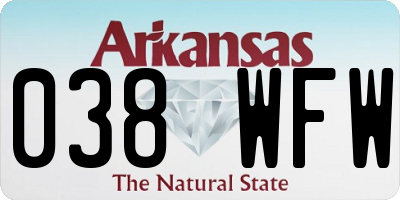 AR license plate 038WFW