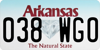 AR license plate 038WGO