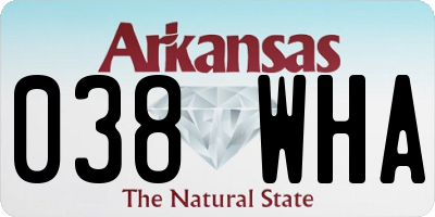 AR license plate 038WHA