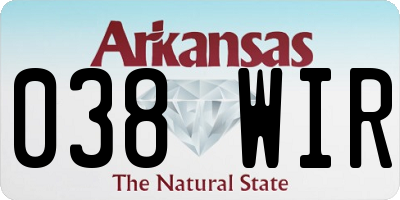 AR license plate 038WIR