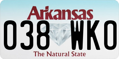 AR license plate 038WKO
