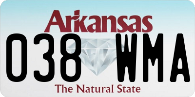 AR license plate 038WMA