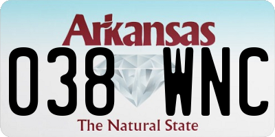 AR license plate 038WNC