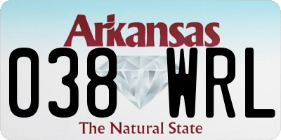 AR license plate 038WRL