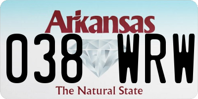 AR license plate 038WRW