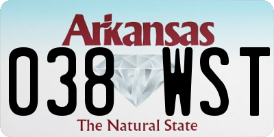 AR license plate 038WST