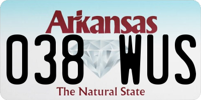 AR license plate 038WUS