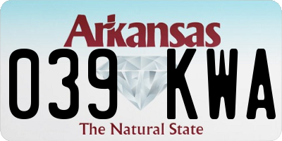 AR license plate 039KWA