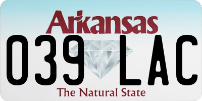 AR license plate 039LAC