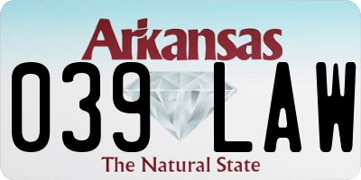 AR license plate 039LAW