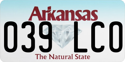 AR license plate 039LCO