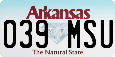 AR license plate 039MSU