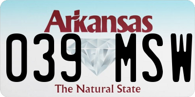 AR license plate 039MSW