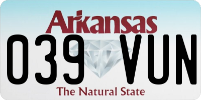 AR license plate 039VUN