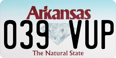 AR license plate 039VUP