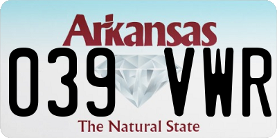 AR license plate 039VWR