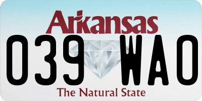 AR license plate 039WAO