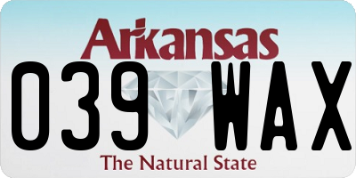 AR license plate 039WAX
