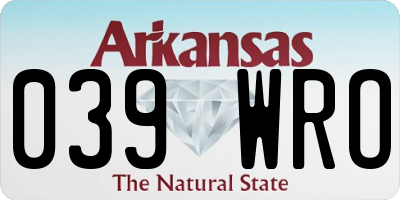 AR license plate 039WRO
