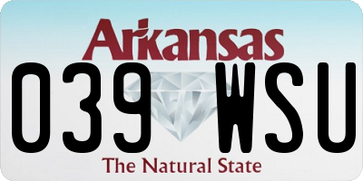AR license plate 039WSU