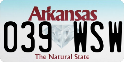 AR license plate 039WSW