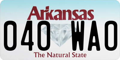 AR license plate 040WAO